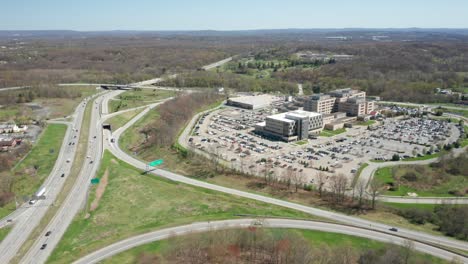 4k-aerial-drone-footage-of-the-Garnet-Health-medical-hospital-in-Hudson-Valley-Middletown-New-York