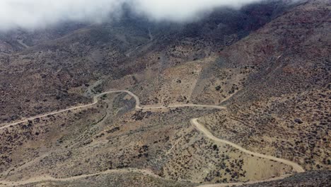 Remote-mountain-road-contours-arid-hillside-slopes-in-Argentina