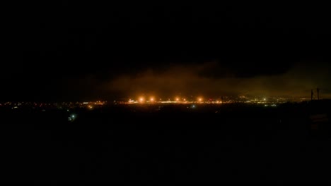 Night-timelapse-on-Tenerife-Norte-airport-near-La-Laguna-on-Tenerife,-Canary-Islands