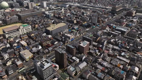 Panoramic-View-Over-Kyoto-City-In-Japan---Drone-Shot