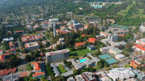 UC-Berkeley-Durante-La-Protesta-Por-Gaza,-Con-Intervención-Policial,-Vista-Aérea