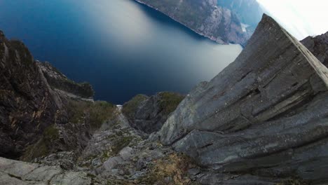 Dynamic-Aerial-view-of-The-Pulpit-Rock,-,-Norway