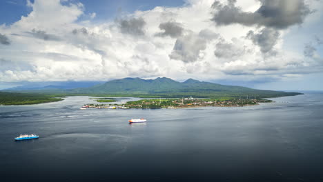 Boat-traffic-in-Bali-Strait-with-aerial-hyperlapse-view-of-Gilimanuk-Port