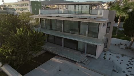 Aerial-newly-built-Rincon-house-with-solar-panels-Malaga,-Spain