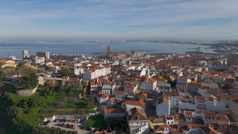 Historic-city-of-Almada-in-Portugal-with-medieval-houses-and-homes-located-on-hill