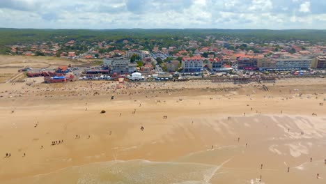 City-of-Lacanau-filmed-with-a-drone,-during-a-surf-contest
