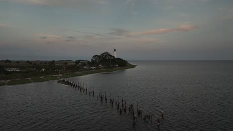 Sunset-drone-view-of-St-Marks-Lighthouse