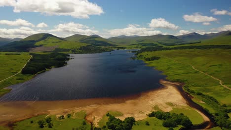 Scottish-Highlands,-Aerial-View-Over-Loch-Tulla-Near-Glencoe-In-Scotland,-United-Kingdom