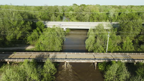 Road-Bridges-Crossing-Wolf-River-In-Collierville,-Shelby-County,-Tennessee