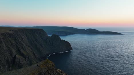 Aerial-View-of-North-Cape,-Norway-at-Sunset