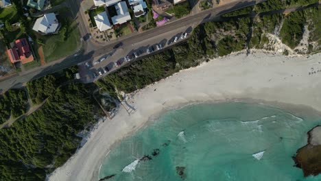 Aerial-top-down-of-West-Beach-in-Esperance,-Western-Australia-during-sunny-day