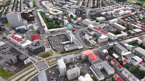 Aerial-View-of-Reykjavik-Iceland-Neighborhood,-Office-and-Residential-Buildings,-Drone-Shot-60fps