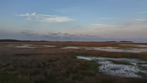 Sunset-aerial-view-of-marsh-near-St-Marks-state-park