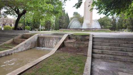 Parc-de-Sa-Feixina-in-Palma-De-Mallorca,-Sapin-with-water-playing-the-main-roll,-recreational-and-relaxing-in-the-centre-of-the-city