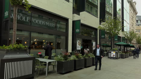 Whole-Foods-Market,-Glasshouse-Street,-London,-Wide-shot,-Day