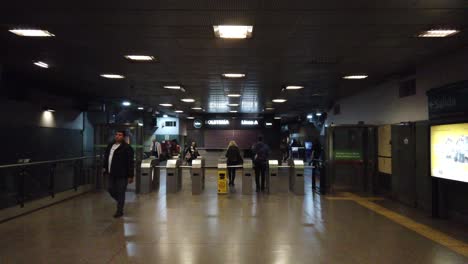 Underground-ticket-entrance-turnstiles-gate-Line-A-public-subway-transportation