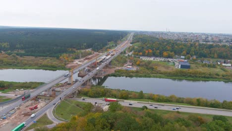 A1-highway-of-Lithuania-bridge-leading-over-Neris-river-near-Kaunas-city