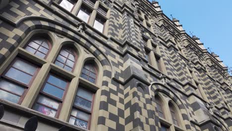 Unique-chessboard-façade-of-Palace-of-Culture-Rafael-Uribe-Uribe,-Medellín-Colombia