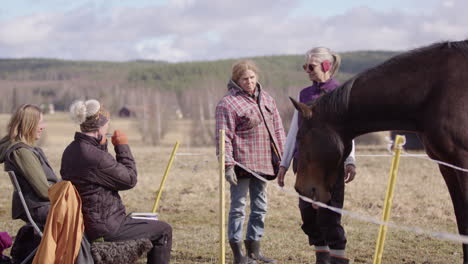 FEEL-trained-facilitator-leads-workshop-with-participants-for-equine-therapy