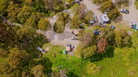 Above-View-Of-Camping-Ground-In-Kosciuszko-National-Park,-New-South-Wales,-Australia