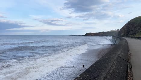 Seaham-Beach-with-high-tide-and-rough-waves-on-evening