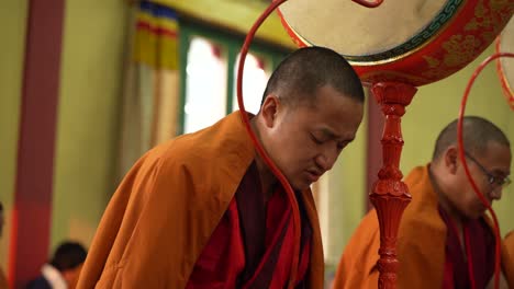 Buddhist-worship-is-going-on-inside-the-Buddhist-monastery