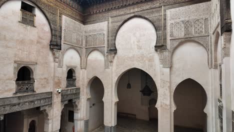 Interior-courtyard-riad-garden-in-authentic-Moroccan-palace-medina-of-Fes