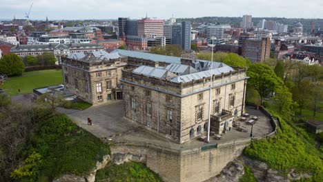 Drohnenaufnahme-Von-Nottingham-Castle-In-England