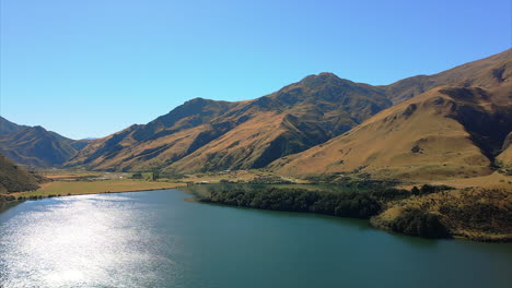 Lago-Moke-Cerca-De-Queenstown-En-La-Isla-Sur-De-Nueva-Zelanda---Vista-Aérea