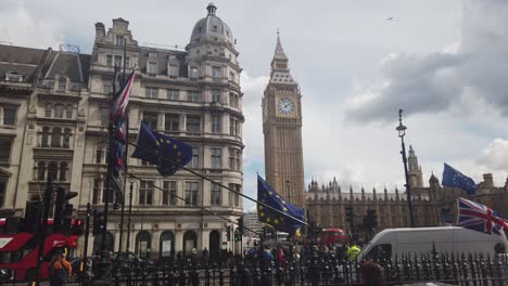 European-flags-blowing-in-the-wind-with-Big-Ben-in-the-background