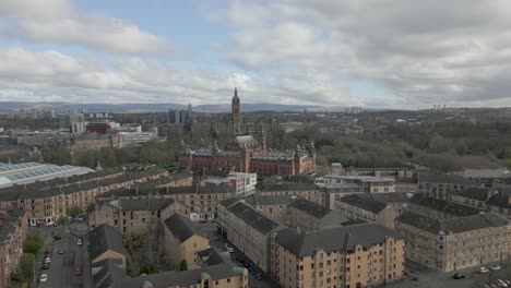 Skyline-Von-Schottland,-Glasgow-Mit-Berühmten-Wahrzeichen-Von-Glasgow,-Dem-Ovo-Hydro,-Dem-Sec-Armadillo-Und-Dem-Finnieston-Crane