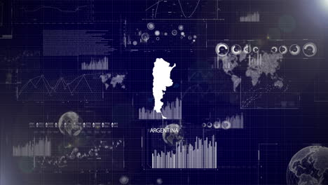 Argentina-Country-Corporate-Background-With-Abstract-Elements-Of-Data-analysis-charts-I-Showcasing-Data-analysis-technological-Video-with-globe,Growth,Graphs,Statistic-Data-of-Argentina-Country