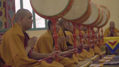 Buddhist-worship-is-going-on-inside-the-Buddhist-monastery