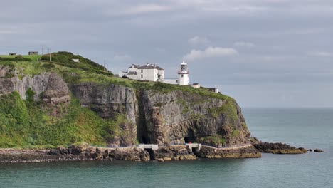 Blackhead-Lighthouse-near-seaside-town-Whitehead-in-County-Antrim,-Northern-Ireland