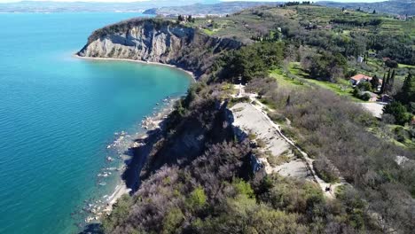 Aerial-flyover-Adriatic-coast-near-Slovenia-Izola