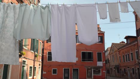Drying-Laundry-Hangs-from-the-Rope-that-is-Placed-in-Between-Buildings-in-Beautiful-Plaza-in-Venice