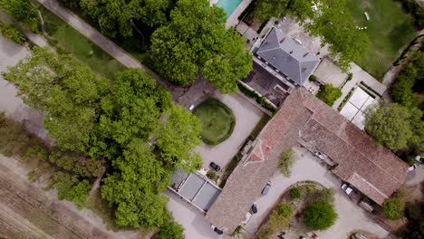 From-aerial-perspective,-elegant-luxury-property-wedding-venue-unfolds