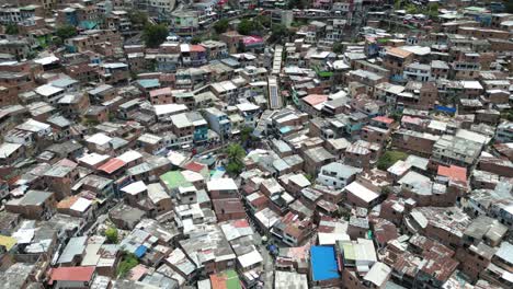 Comuna-13-in-medellin-colombia-during-summer-in-the-morning-drone-shot