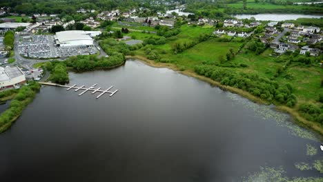 Wide-aerial-shot-of-Lough-Erne-in-Enniskillen,-Northern-Ireland