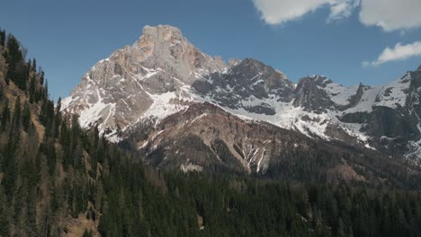 Panorama-Of-Dolomites-Mountain-Range-In-Daytime-In-Italy