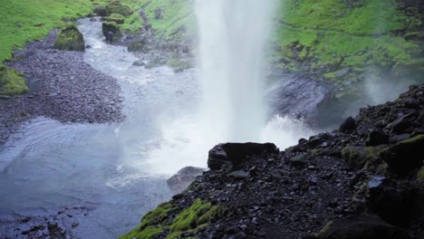 The-base-of-a-waterfall-as-it-crashes-onto-rocks-in-Iceland--Slow-motion