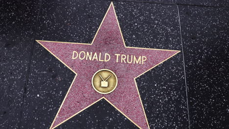 Donald-Trump-Star-on-Walk-of-Fame,-Hollywood,-Los-Angeles-California-USA