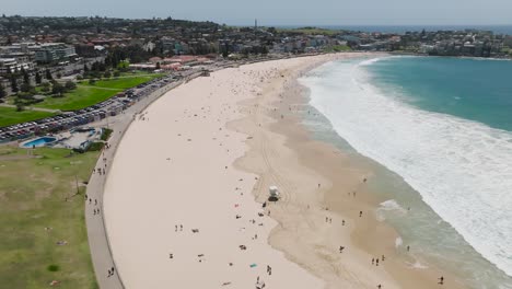 Aerial-drone-shot:-Bondi-Beach,-one-of-Australia's-most-iconic-destinations
