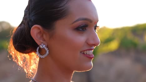 Close-Up-Of-A-Beautiful-Indian-Bride-Outdoors-In-Nature