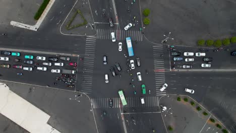 Upside-down-view-of-intersection-traffic-in-Ho-Chi-Minh,-Saigon,-Vietnam,-Asia