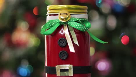 DIY-Christmas-decoration-jar-with-red-Santa-suit