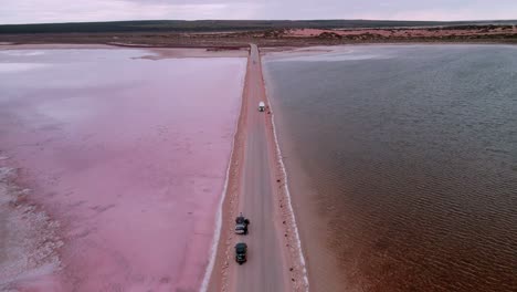 Motorhome-Driving-At-Point-Sinclair-Road-On-Lake-Macdonnell-In-South-Australia