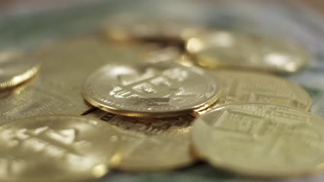 Investment-Bitcoin-BTC-Gold-coins-rotating-close-up-focused-shot-trading-concept