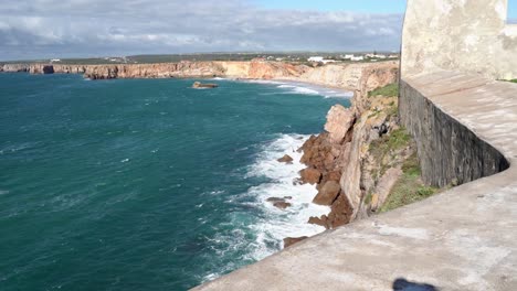 Blick-Auf-Die-Küste-Von-Der-Festung-In-Sagres,-Algarve,-Portugal
