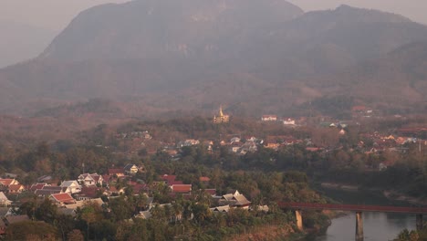 overlooking-the-hills-and-villages-in-Luang-Prabang,-Laos-traveling-Southeast-Asia